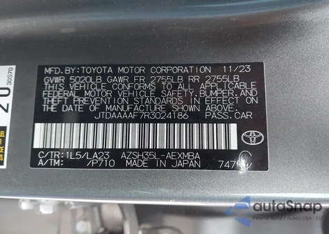 2024 Toyota Crown Limited z USA, uszkodzony, nr VIN JTDAAAAF7R3024186